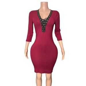 Elegant Long Sleeve Red Dress